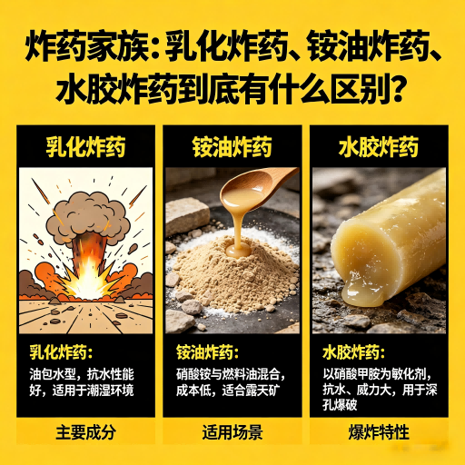 金湖炸药家族：乳化炸药、铵油炸药、水胶炸药到底有什么区别？